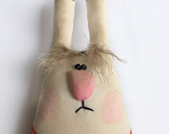 Bunny Rabbit Stuffed Animal, Cloth Animal, Soft Sculpture , Rag Doll