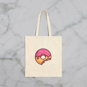 Baumwollsegeltuch-Einkaufstasche - süße Donut-Einkaufstasche, wiederverwendbare Einkaufstasche, Donut-Liebhaber-Geschenk, süße Einkaufstasche
