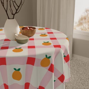 Orange Checkered Tablecloth: Summer Picnic Kitchen Decor
