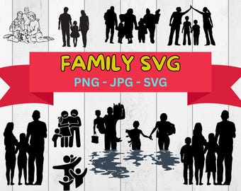 Family SVG Bundle, Family PNG Bundle, Family Clipart, Family SVG Cut Files for Cricut, Father & Children svg, Family Silhouette, Father svg