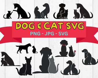 Hund und Katze Herzschlag SVG, Pfote SVG, Katze Hundeliebhaber Valentinstag SVG, lustiges Tier Png, Datei für Cricut, Sublimation Hund und Katze