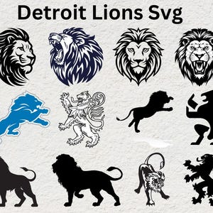 デトロイト ライオン SVG、ライオン SVG バンドル、ライオン PNG、ライオン クリップアート、ライオン ベクター、ライオン シルエット、デジタル ダウンロード SVG、EPS、PNG、SVG ファイル (cricut 用)