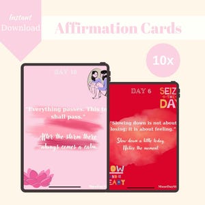 Tarjetas de Afirmaciones Imprimibles para Mujeres / 10 Afirmaciones Diarias Positivas / Apoyo para el Autocuidado / Descarga Instantánea
