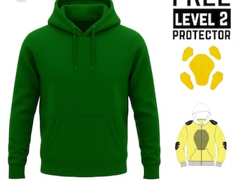 Green Kevlar Lined Motorcycle Hoodie: CE Level 2 Armor, Unisex Riding Sweatshirt Protection Hoodie