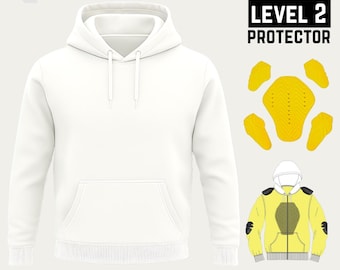 Witte met kevlar gevoerde motorhoodie: CE-niveau 2 pantser, unisex motorsweater, levering rijders