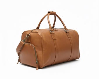 Borsa da viaggio in pelle – Borsa da weekend/palestra fatta a mano per uomo e donna, ideale per le vacanze.