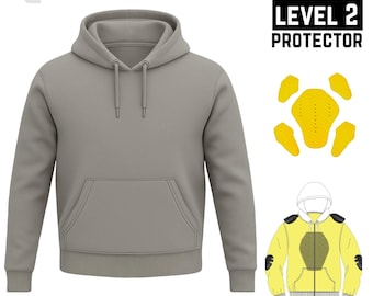 Gray Kevlar Lined Motorcycle Hoodie: CE Level 2 Armored Riding Sweatshirt