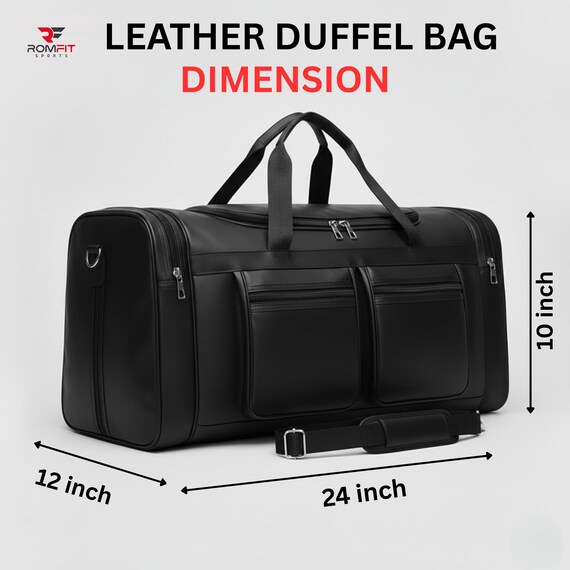 Men Black Leather Duffel Bag 24" Travel Weekender, Carry-on Gym Bag,  Shoulder Strap Handmade - Etsy