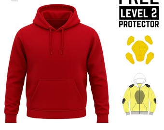 Red Kevlar Lined Motorcycle Hoodie: CE Level 2 Armor, Unisex