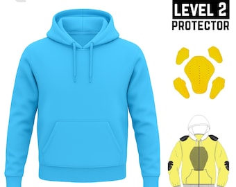 Sky Dark Blue Kevlar Lined Motorcycle Hoodie: CE Level 2 Armor, Unisex Biker Sweatshirt