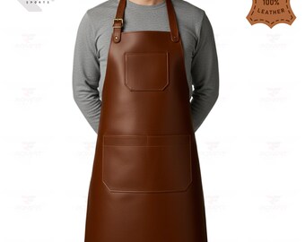 Leather Apron Handmade Full-Grain  | BBQ, Bartender, Woodworking, Chef, Barber