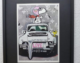 DEATH NYC &quot;in a valuable wooden frame&quot; lithograph limited &quot;Porsche&quot; 3D seal, certificate