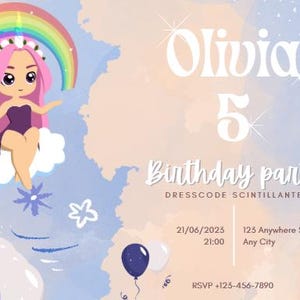 Personalized Kids Birthday Invite - Simple DIY Template, Quick Canva Access, Instant Download