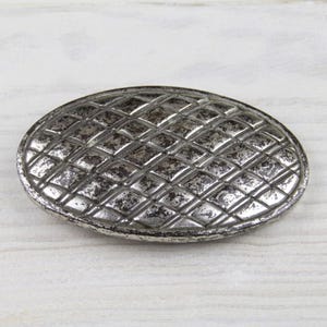 Hebilla de cinturón vintage con diseño de cuadrícula ovalada, acabado en plata antigua, diseño geométrico retro para cinturones de cuero o de traje GS5239