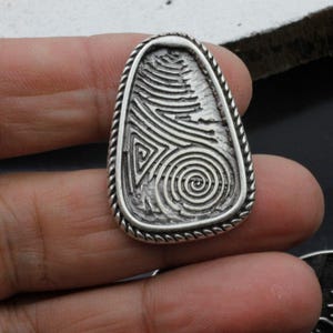 Silver Finger Print Ring, Personalized Silver Ring, Boho Ring, Adjustable Ring, Spiral Lined Ring, Unique Ring, Christmas Gift, R207