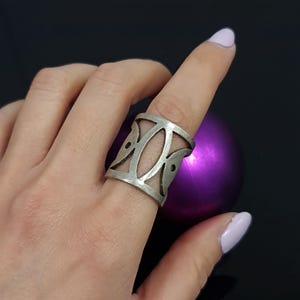 Silver Filigree Ring, Open Band Ring, Large Ring, Modern Ring, Chunky Ring, Boho Ring, Quality Ring, Thumb Ring, Christmas Gift, R52
