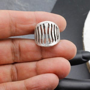 Silver Chunky Ring, Striped Silver Ring, Line Shape Ring, Big Ring, Boho Ring, Adjustable Ring, Elegant Ring, Christmas Gift, R176