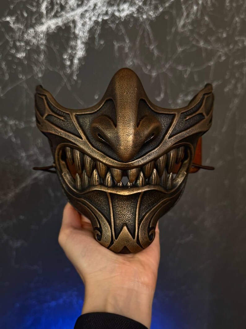 Bronze Oni Mask: Japanese Samurai Cosplay Armor, Genzin Cosplay Menpo ...