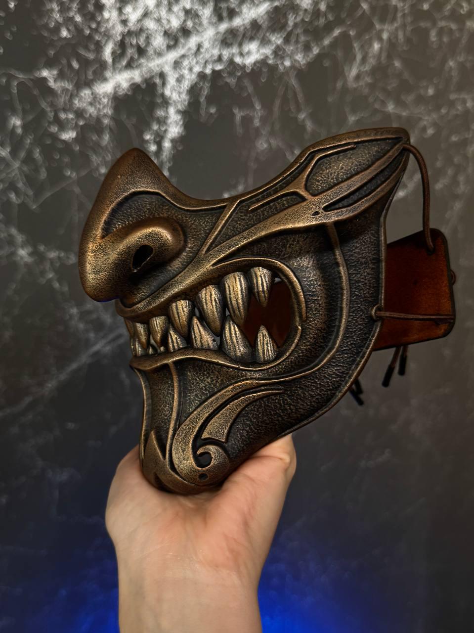 Bronze Oni Mask: Japanese Samurai Cosplay Armor, Genzin Cosplay Menpo ...