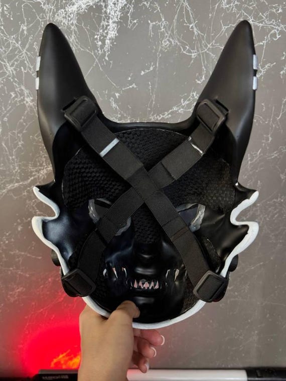 Orange Kitsune Mask: LED Cyberpunk Techwear Helmet - Etsy