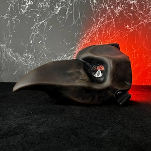 Plague Doctor Mask: Black Venetian Raven Beak, Crow Bird Mask with Adjustable Buckle and Lenses