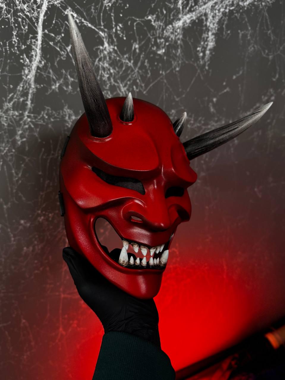 Japanese Oni Mask: Red Sohei Samurai Demon Cosplay - Etsy