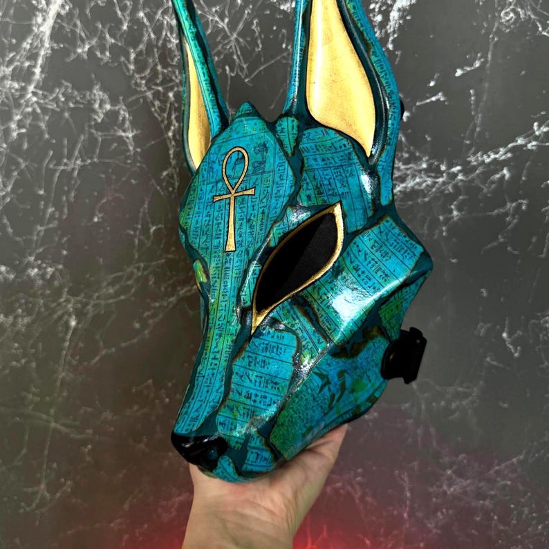 Egyptian Anubis Mask With Gold Leaf & Papyrus - Egyptian Wall Decor - Etsy