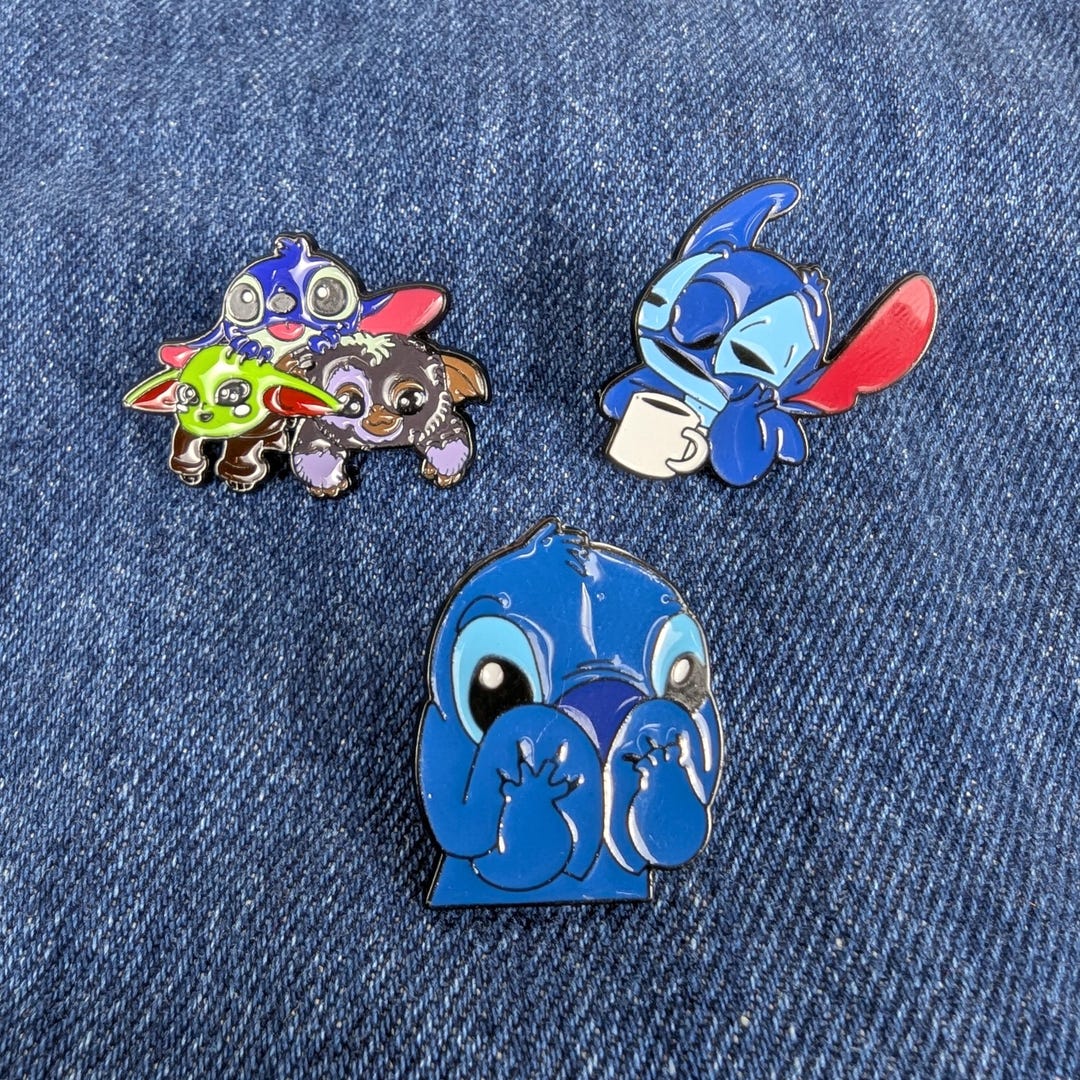 Stitch & Gizmo Enamel Pin Set – Cute Character Pins for Collectors - Etsy