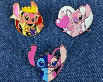 Disney Lilo & Stitch Enamel Pin Set, Cartoon Brooches