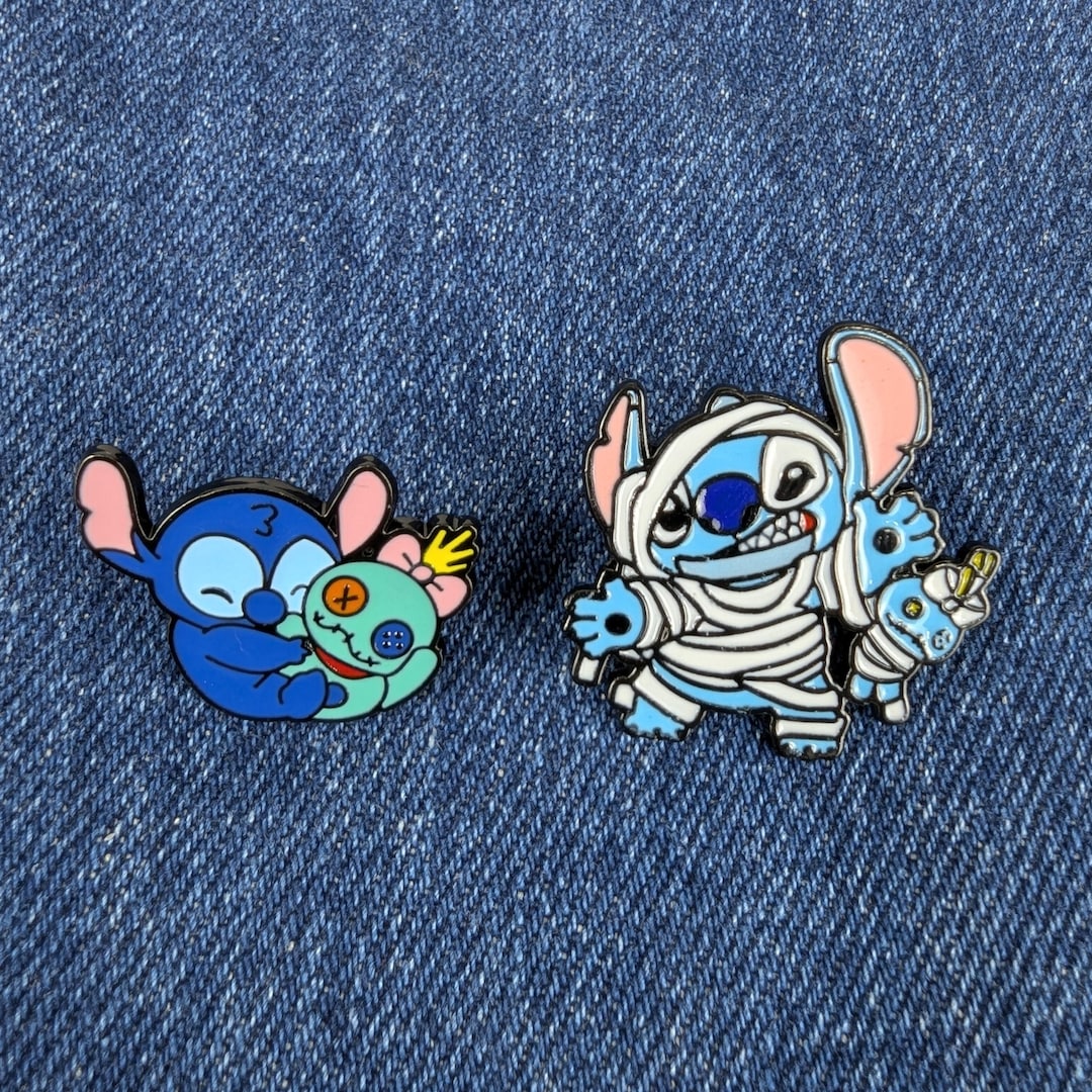 Stitch Grumpy Meter Pin Stitch Enamel Pin Set – Hugging Scrump & Mummy Costume Lapel Pins - Etsy