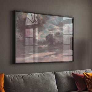 Vintage Wolkenkunst für Über dem Bett-Dekor, Weicher Pastellhimmel Druck, neutrale Wandkunst, romantische Wanddekoration, Serene Horizon Landschaft, Himmel Malerei