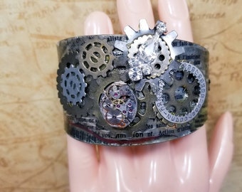 Steampunk Cuff;  Handcrafted Jewelry; Steampunk; One of a kind; Gift for her;  Steampunk Jewelry; Cuff Bracelet