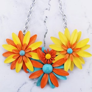 Handcrafted Flower Necklace | Unique Handmade Assemblage Necklace | One of a Kind Gift for Her