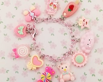 Little Girls Charm Bracelet; Pink Charm Bracelet; One of a Kind Charm Bracelet; Children's Jewelry; Sugar and Spice; Bracelet for Girls