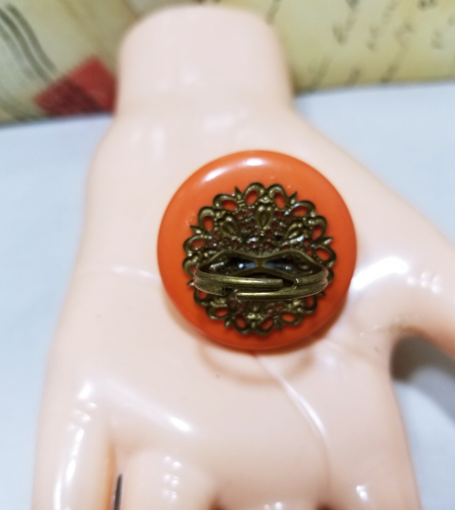 Bakelite Button Ring; Button Ring; Handcrafted Bakelite Ring; Handmade ...