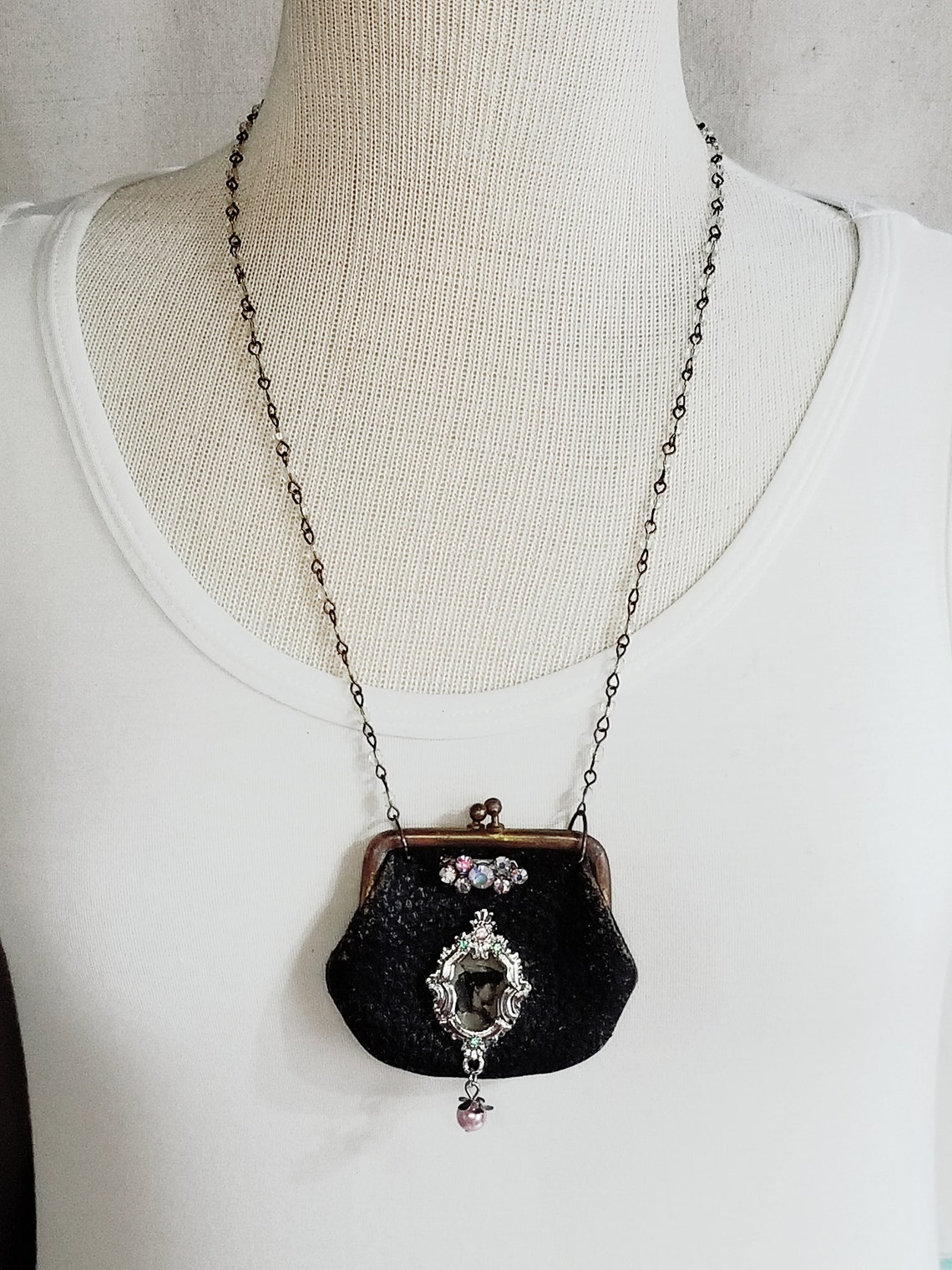 Tintype Coin Purse Necklace Assemblage Tintype Necklace the Etsy