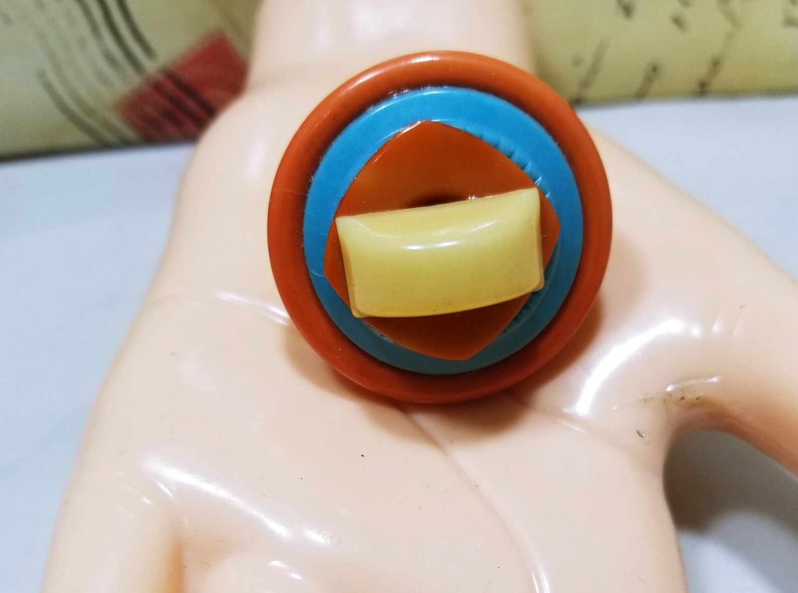 Bakelite Button Ring; Button Ring; Handcrafted Bakelite Ring; Handmade ...