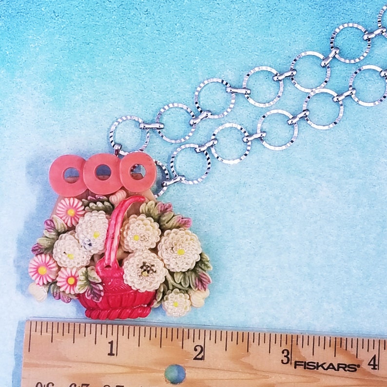 Statement Necklace Art Deco Handmade Jewelry One of a Kind Gift for Her Vintage Jewelry Costume Jewelry Flower Necklace imagem 4