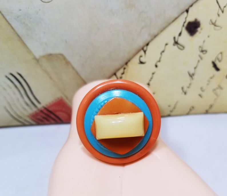 Bakelite Button Ring; Button Ring; Handcrafted Bakelite Ring; Handmade ...