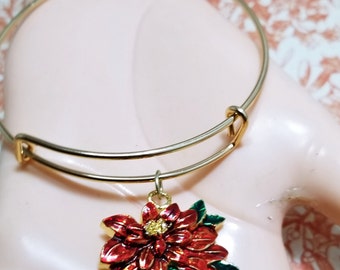Holiday Charm Bracelet, Add-A-Charm Bracelet, Christmas Bracelet, Christmas Charms, Gift for Her, Christmas Bangle Bracelet, One of a Kind,