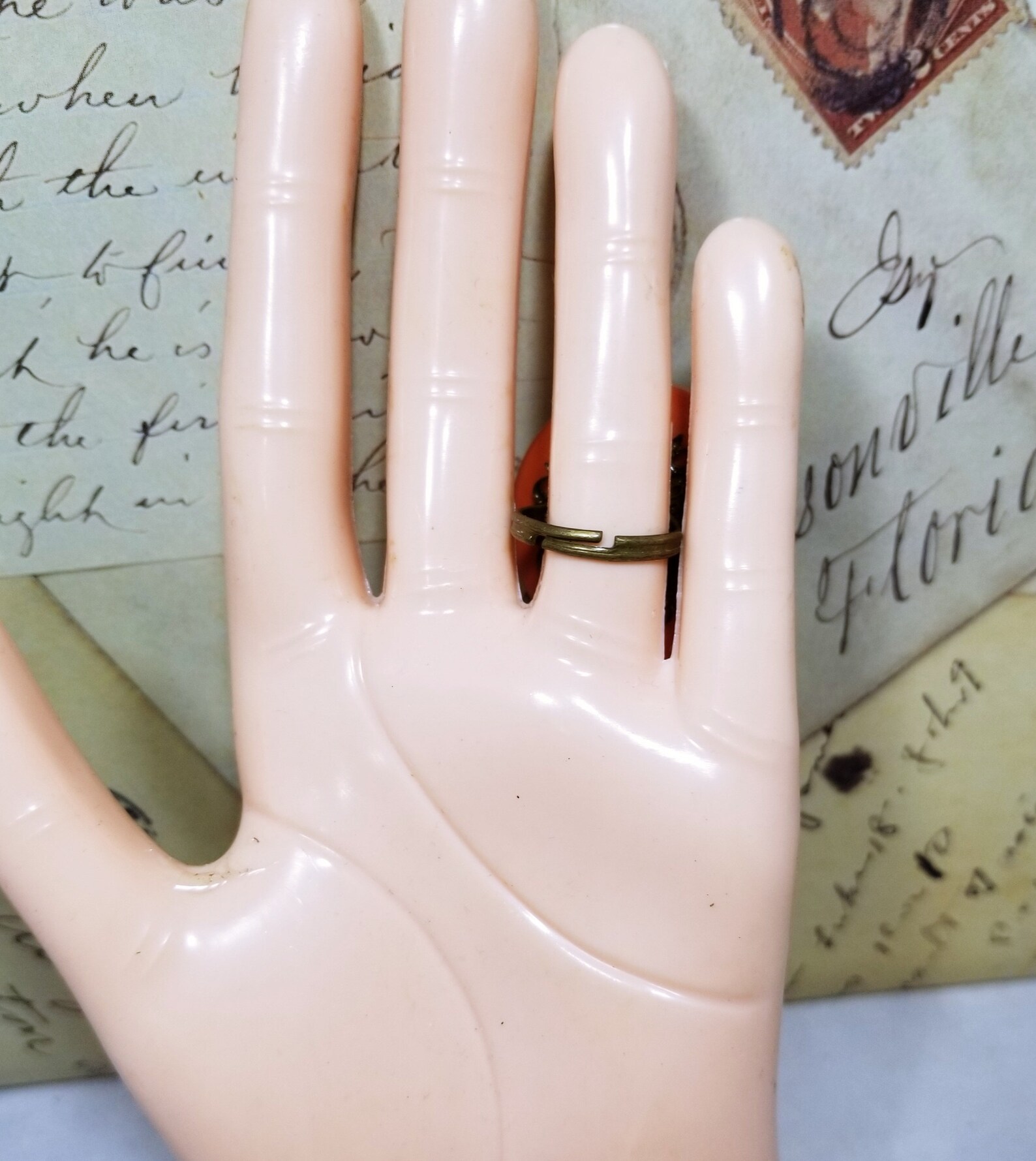 Bakelite Button Ring; Button Ring; Handcrafted Bakelite Ring; Handmade ...