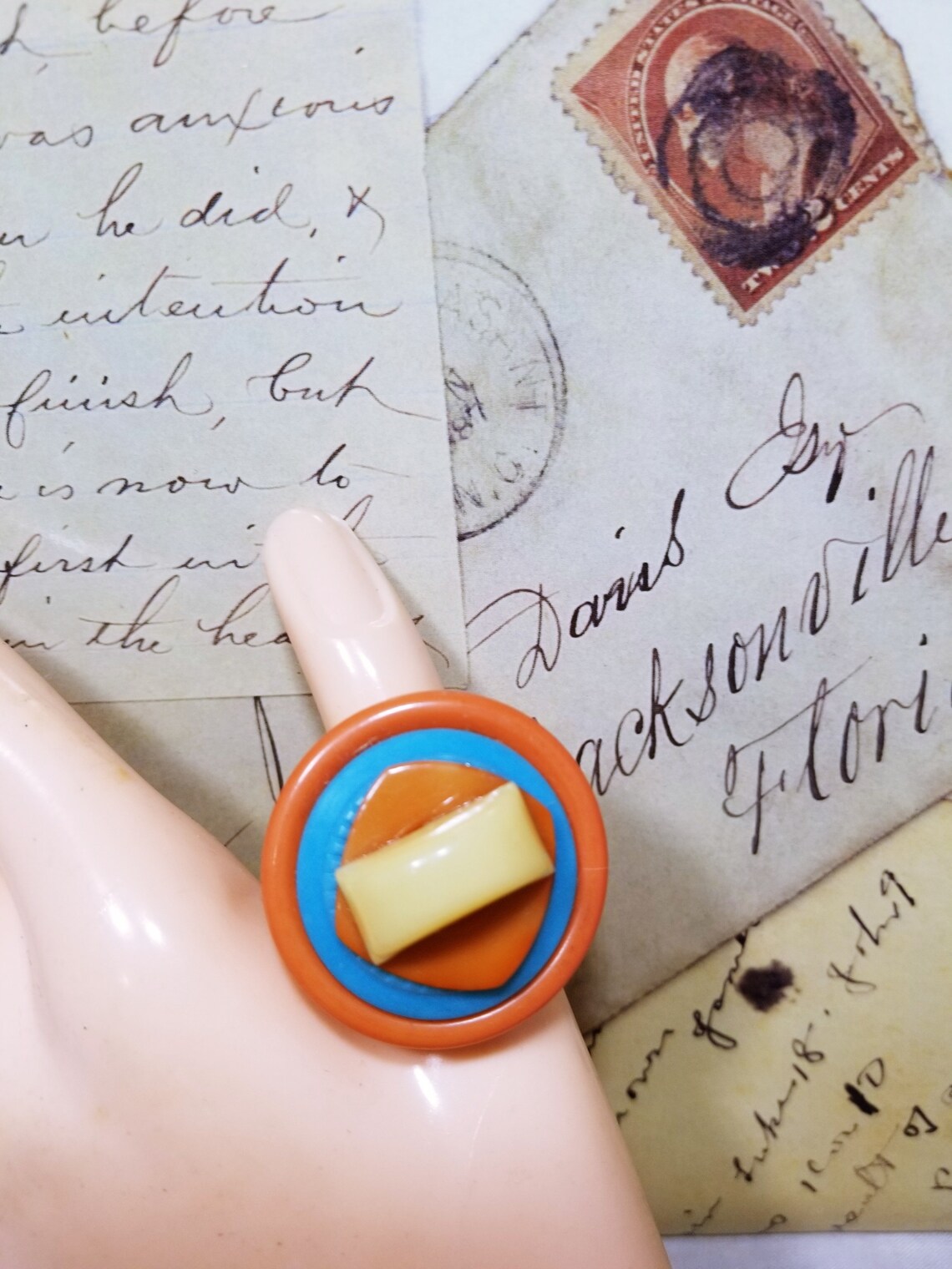 Bakelite Button Ring; Button Ring; Handcrafted Bakelite Ring; Handmade ...