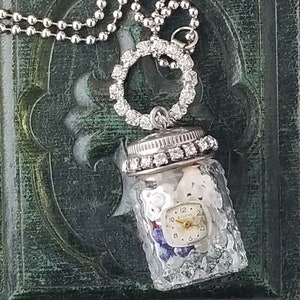 Handcrafted Bottle Necklace Artisan jewelry Gift for Her Handmade jewelry One of a kind Assemblage necklace Statement necklace image 2