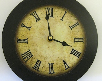 Antique clock. Victorian clock. Roman numerals. Small wall clock. 7 inch clock. Recycled record.