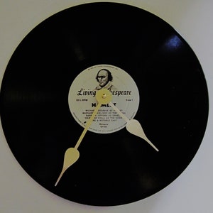 Shakespeare clock. Hamlet clock. Recycled vinyl record. 12 inch clock. Recorded spoken word play. image 1