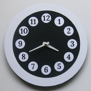 Bl and wh wall clock. Unique modern clock. 10 in clock. Recycled record.