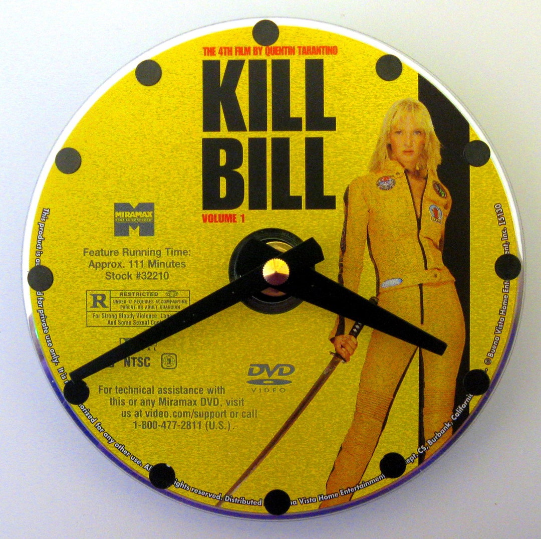 Kill Bill Clock. Movie Clock. Quentin Tarantino. Recycled DVD. Etsy