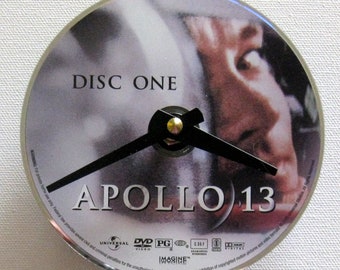 Apollo 13 clock. Astronauts. Outer space. Interstellar. Tom Hanks. Movie clock. Recycled record. Small clock.
