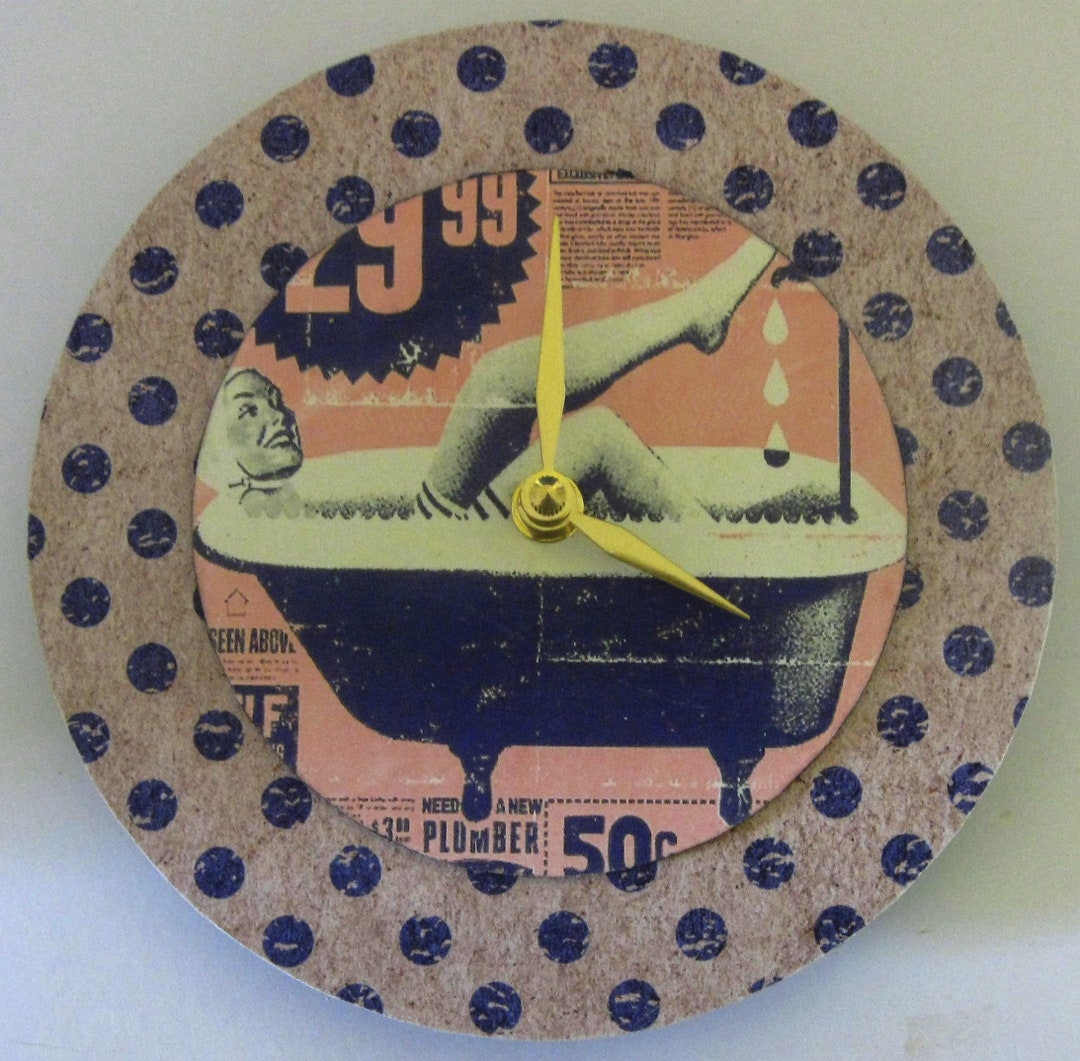 Small Wall Clock. Retro Clock. Bathroom Clock. Unique Clock. Etsy