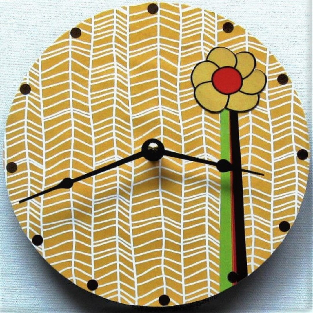 Small Wall Clock. Art Clock. OOAK Clock. Funky Clock. Flower Etsy